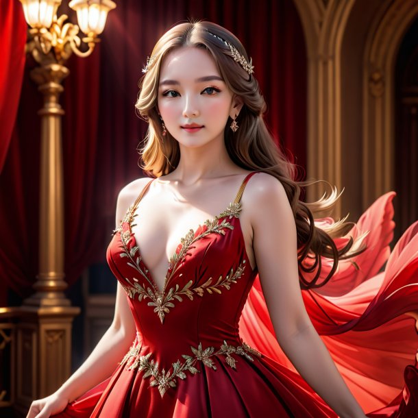 Picture of a dove in a red dress