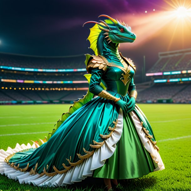 Pic of a basilisk in a dress on the field