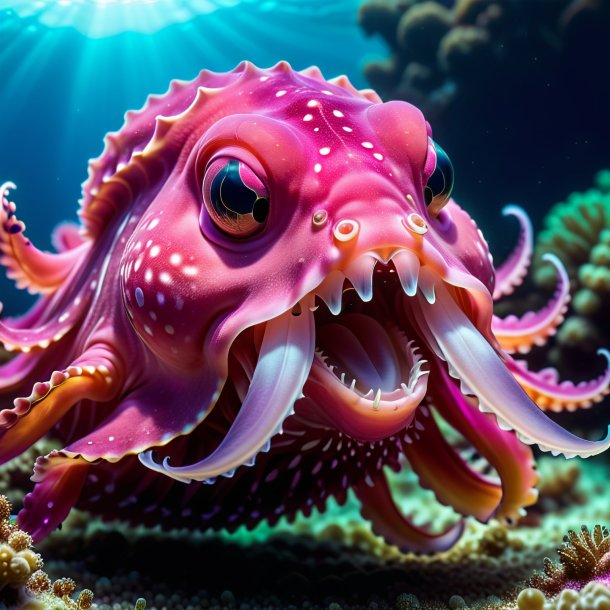 Image of a pink smiling cuttlefish