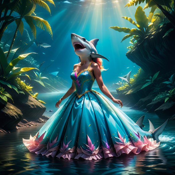 Picture of a shark in a dress in the river