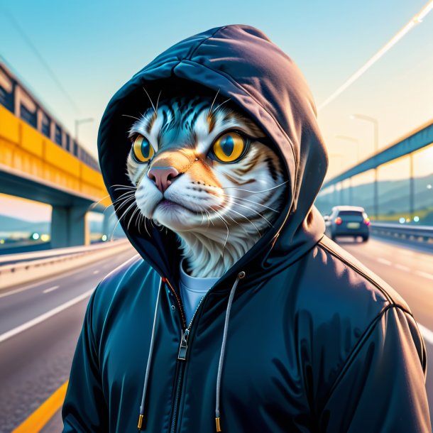 Illustration of a haddock in a hoodie on the highway