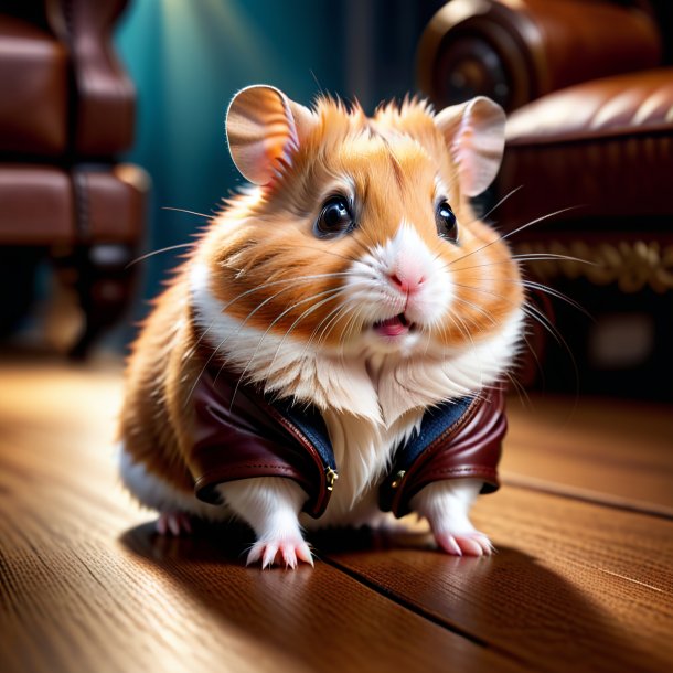 Photo of a hamster in a brown shoes