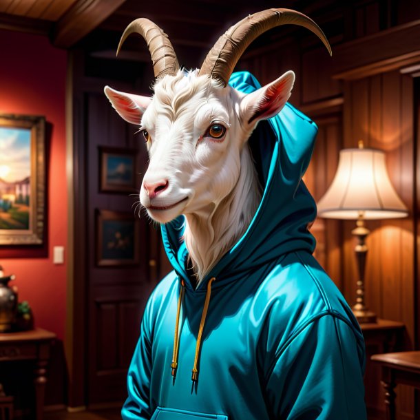 Drawing of a goat in a hoodie in the house