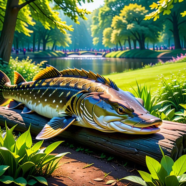 Pic of a sleeping of a pike in the park