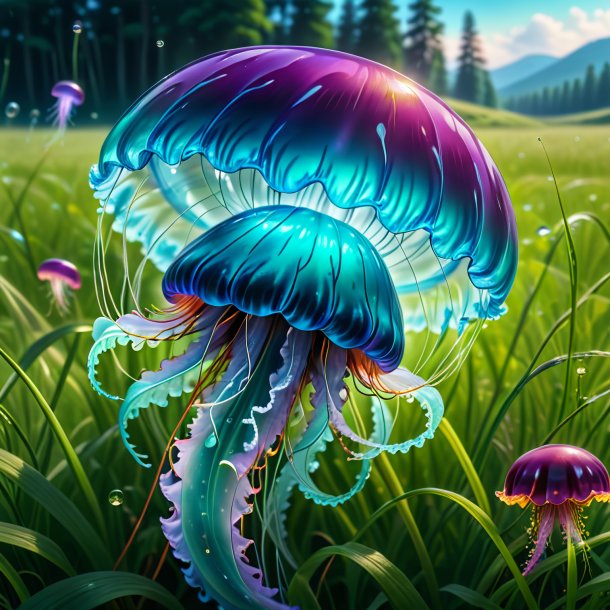 Picture of a crying of a jellyfish in the meadow