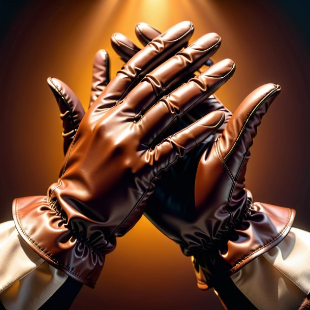 Clipart of a brown gloves from polyethylene