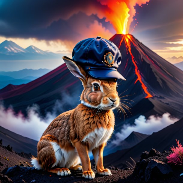 Pic of a hare in a cap in the volcano