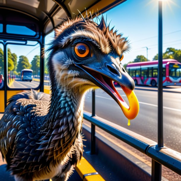 Picture of a eating of a emu on the bus stop