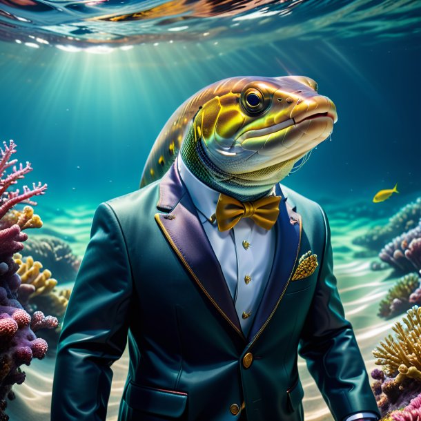 Photo of a eel in a jacket in the sea