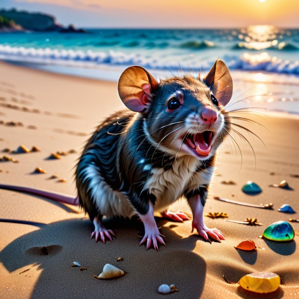 Foto de um choro de um rato na praia