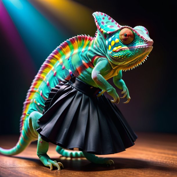 Photo of a chameleon in a black skirt