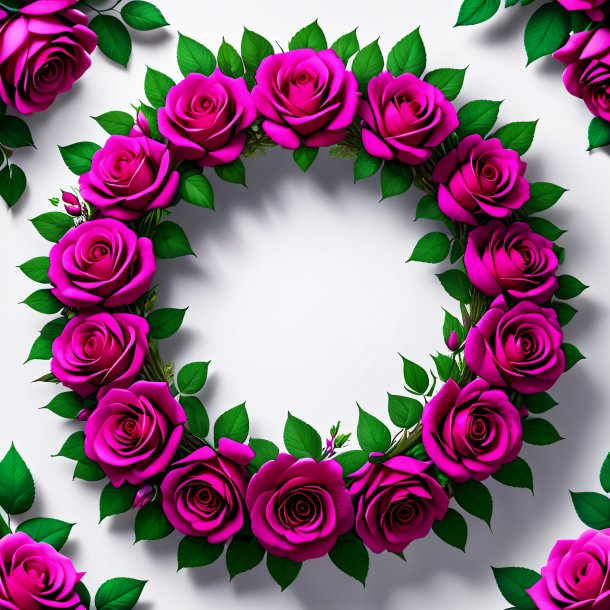 Drawing of a magenta wreath of roses