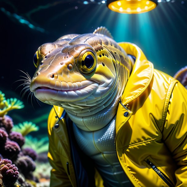 Image of a eel in a yellow jacket