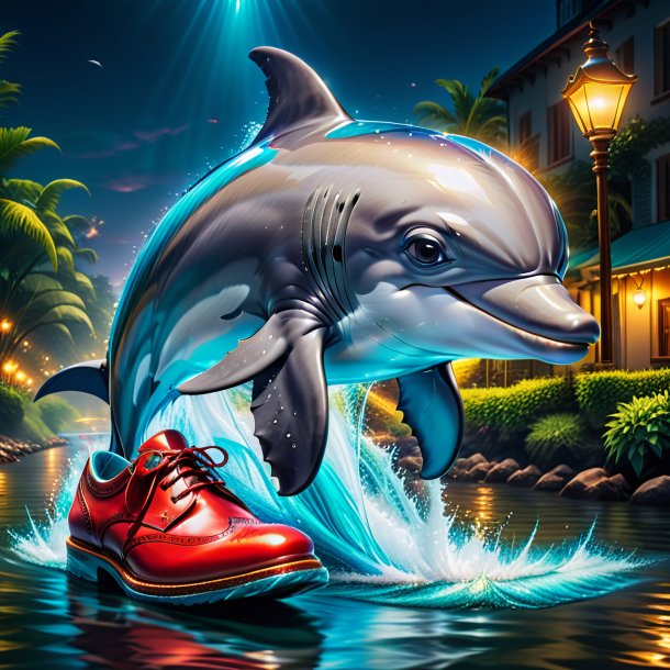 Image of a dolphin in a shoes in the river