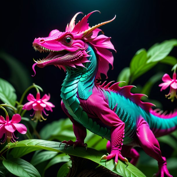 Foto de uma dança fuchsia basilisk