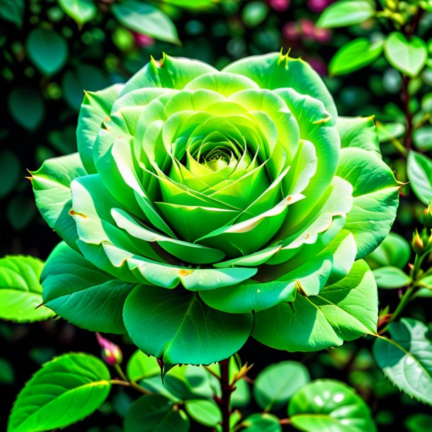 Portrait of a green japan rose