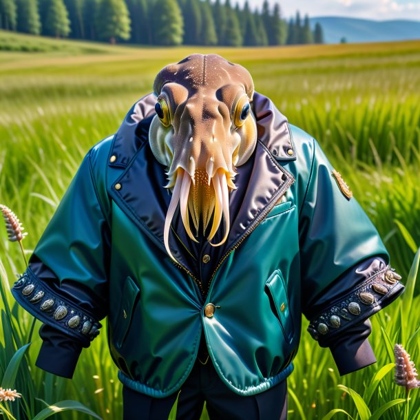 Photo d'une seiche dans une veste dans la prairie