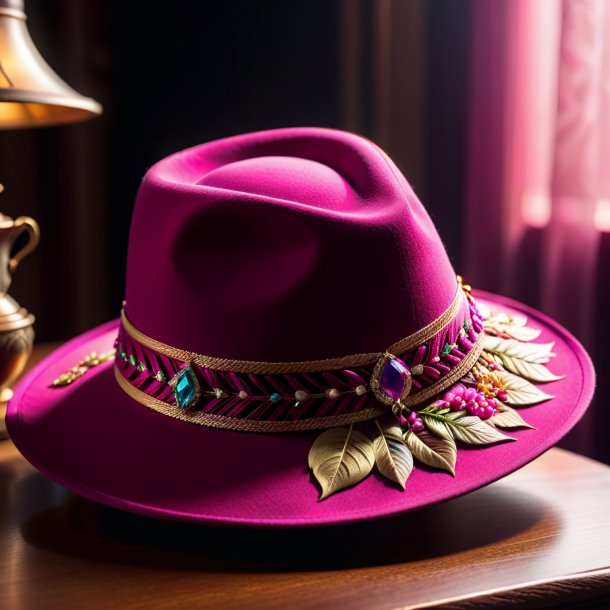 Fotografía de un sombrero fucsia de arcilla