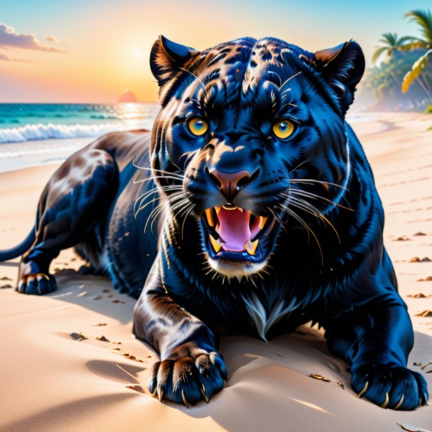 Image of a crying of a panther on the beach