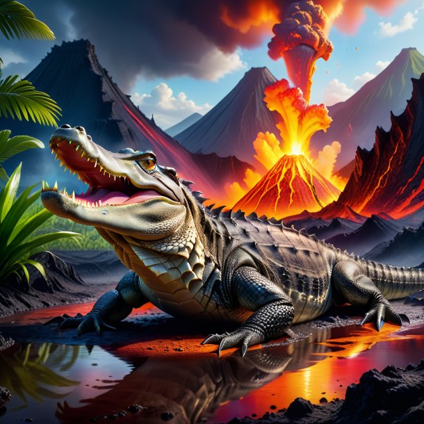 Photo of a drinking of a alligator in the volcano