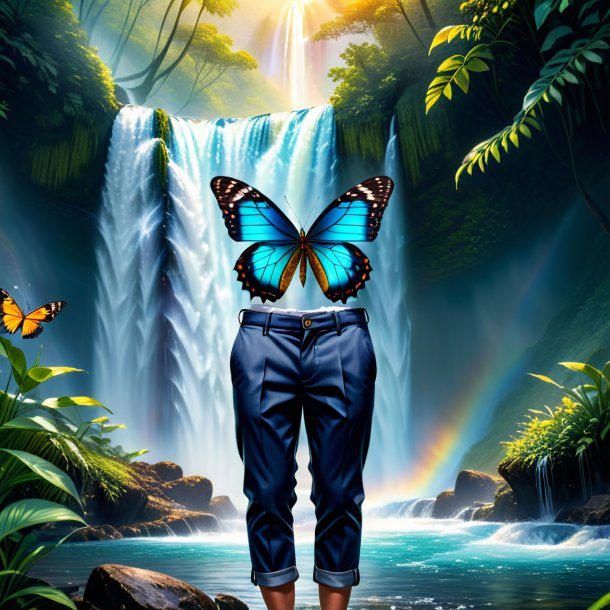 Image of a butterfly in a trousers in the waterfall