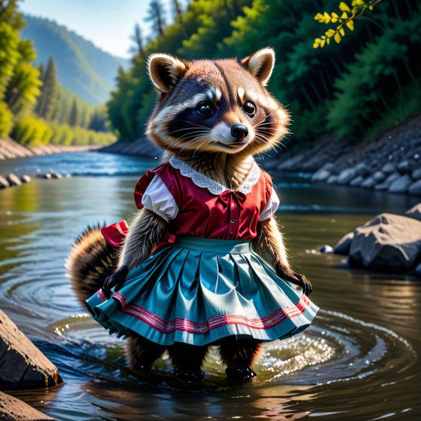 Pic of a raccoon in a skirt in the river