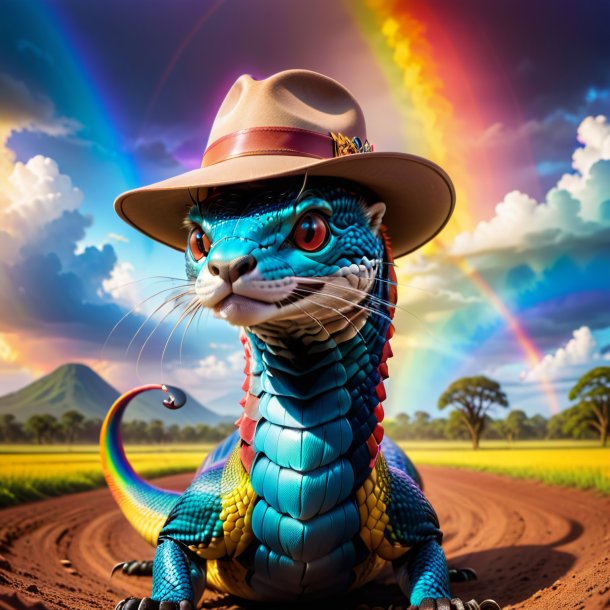 Pic of a cobra in a hat on the rainbow