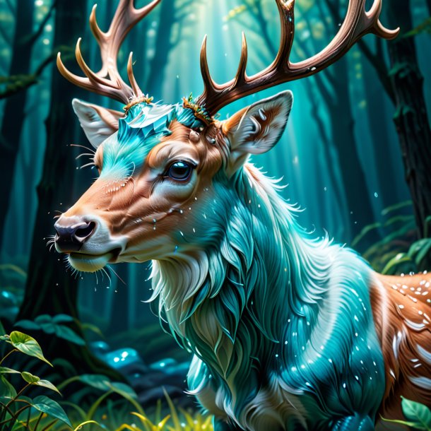 Image of a aquamarine crying deer