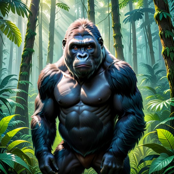 Picture of a waiting of a gorilla in the forest