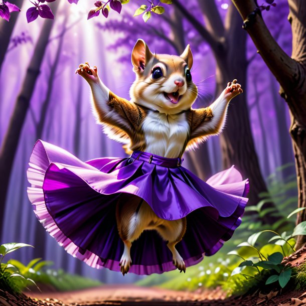 Image of a flying squirrel in a purple skirt