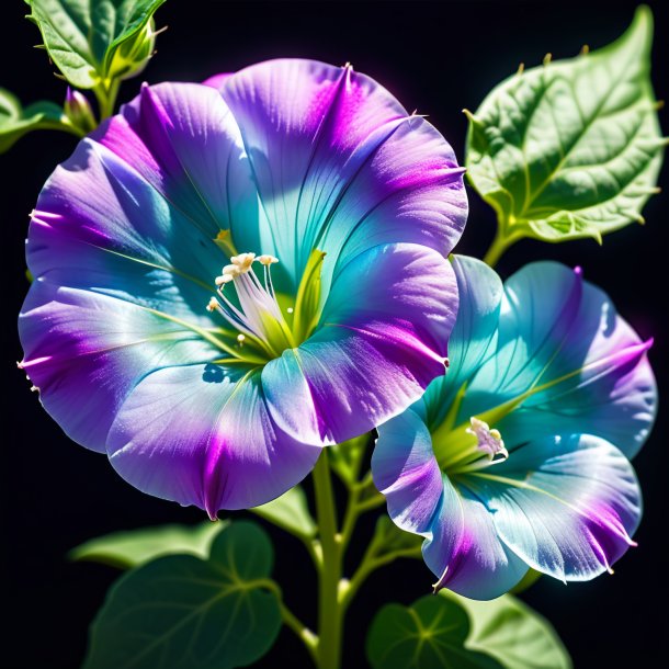 "portrait of a aquamarine bindweed, purple"