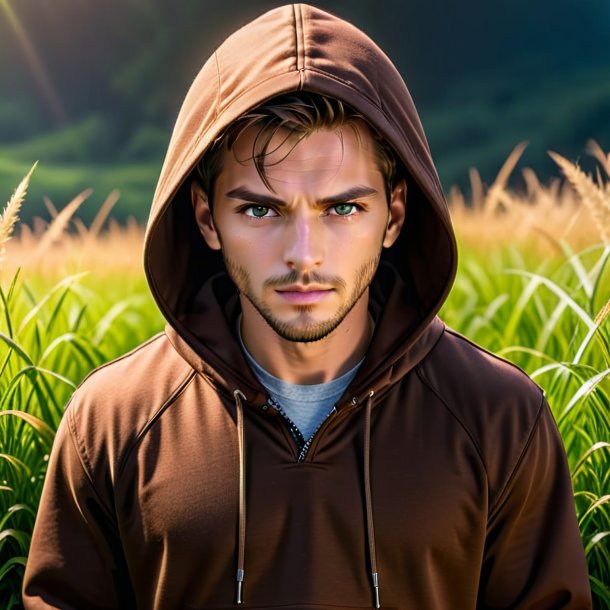 Photo of a brown hoodie from grass