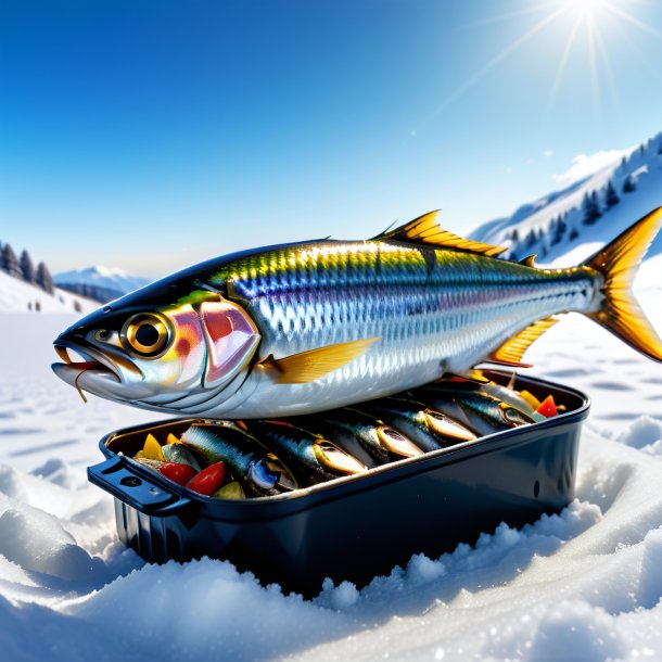 Picture of a threatening of a sardines in the snow