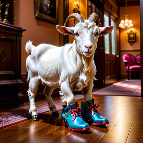 Image of a goat in a shoes in the house