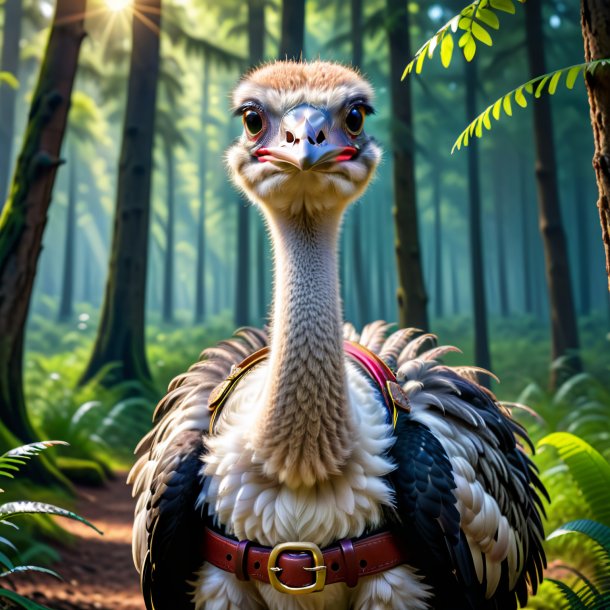 Picture of a ostrich in a belt in the forest