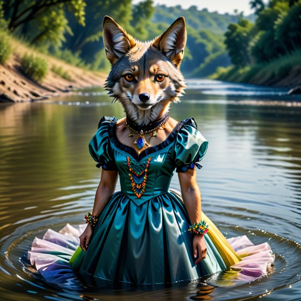 Imagen de un chacal en un vestido en el río