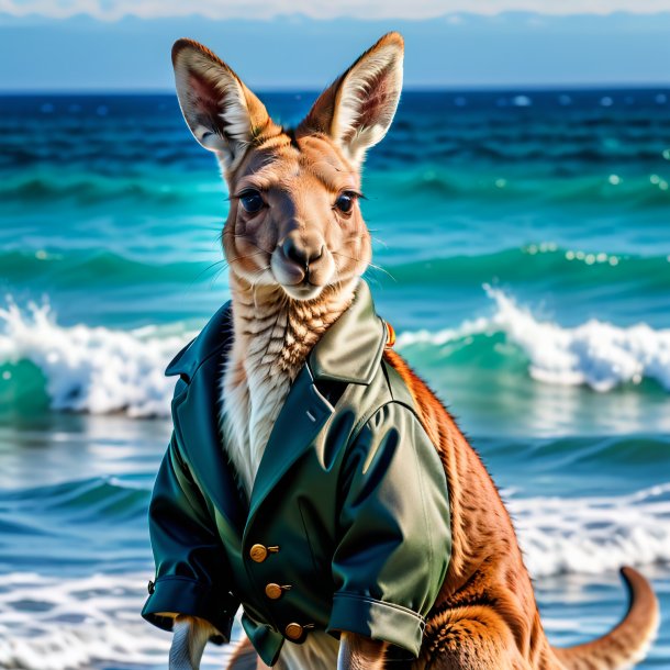 Photo d'un kangourou en manteau dans la mer