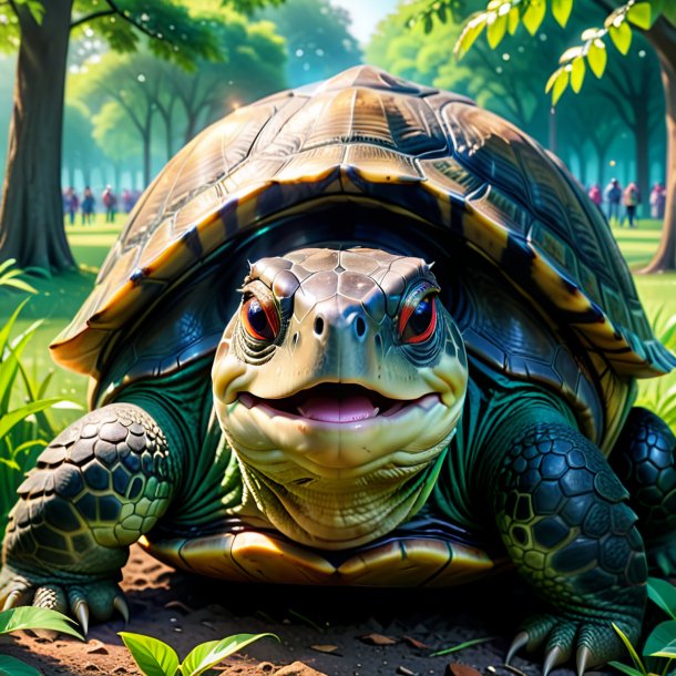 Image of a crying of a turtle in the park