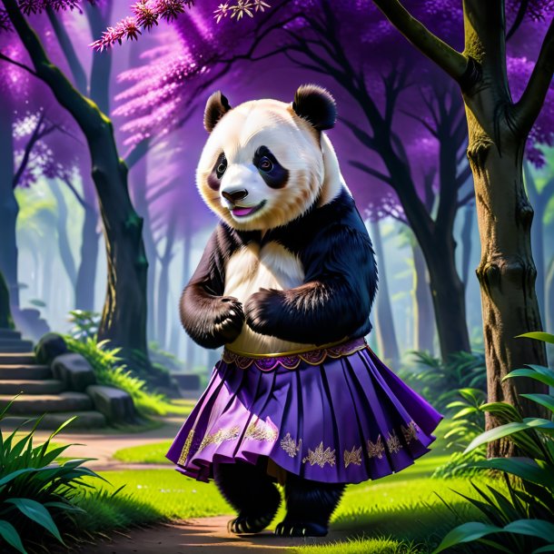 Pic of a giant panda in a purple skirt