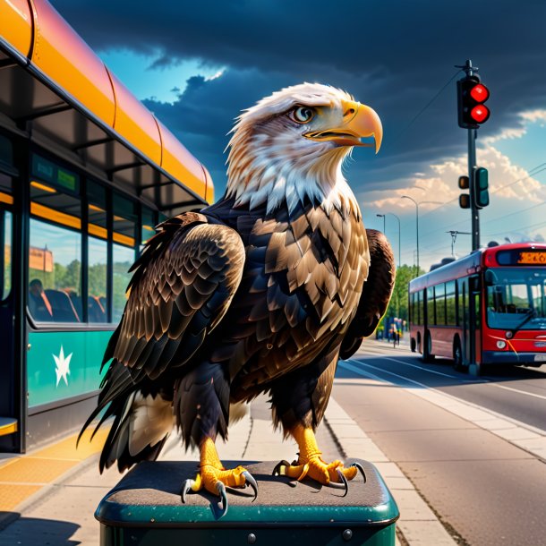 Foto de un águila enojado en la parada de autobús