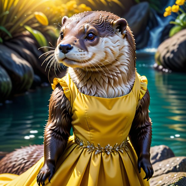 Pic d'une loutre dans une robe jaune