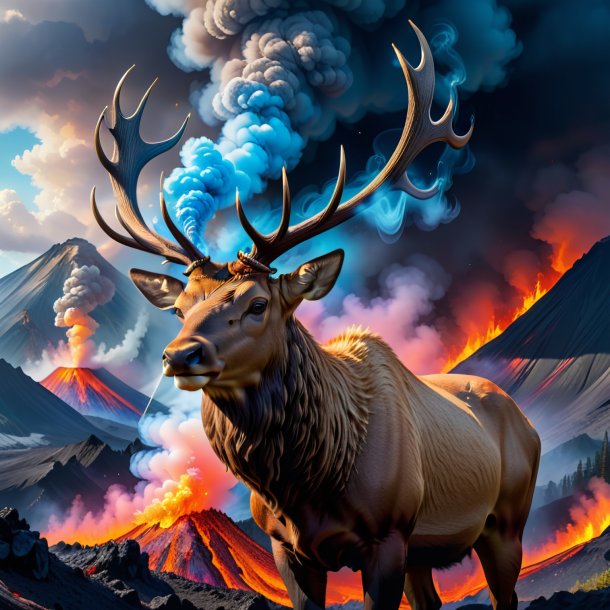 Picture of a smoking of a elk in the volcano