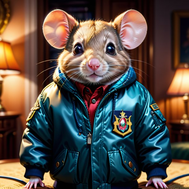 Drawing of a mouse in a jacket in the house