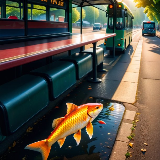 De um copo de uma carpa no ponto de ônibus