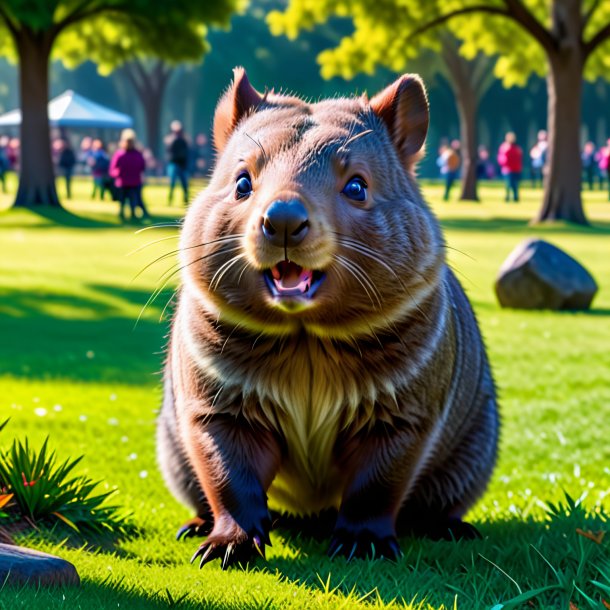 Pic of a playing of a wombat in the park