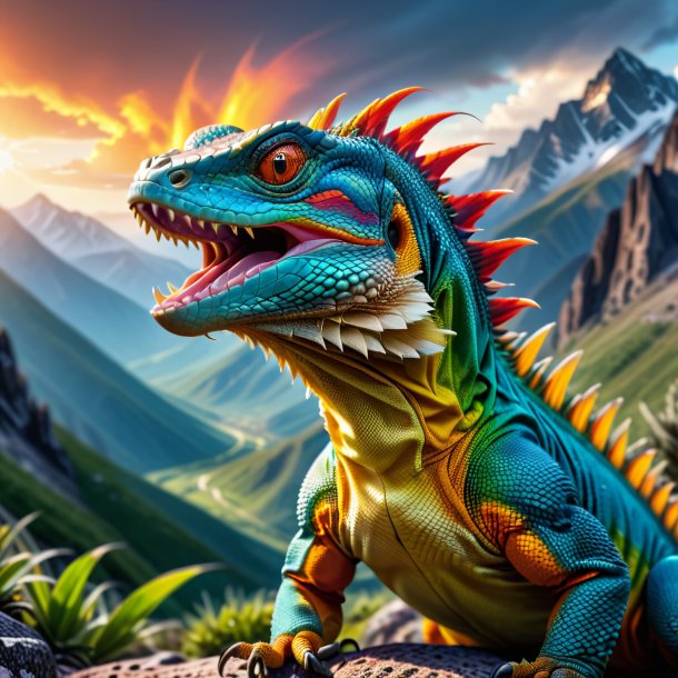 Image of a angry of a lizard in the mountains