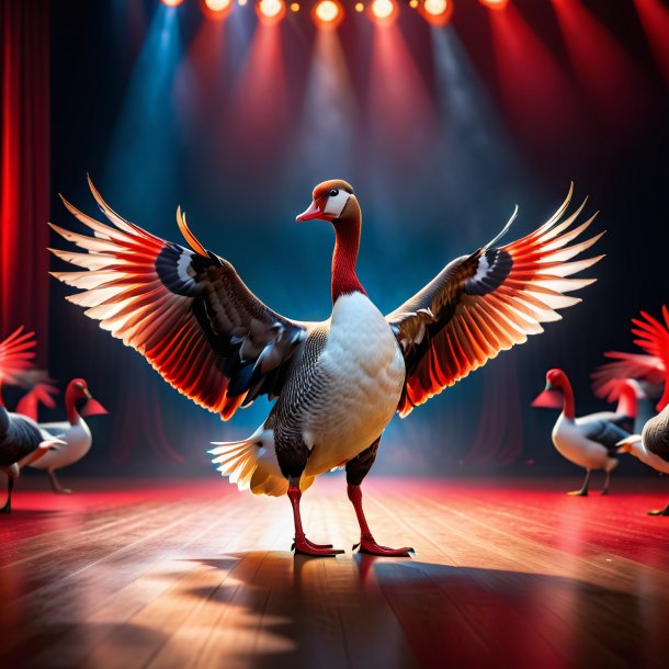 Image of a red dancing goose