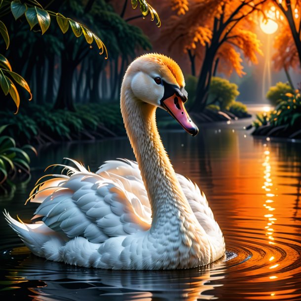 Image of a orange crying swan