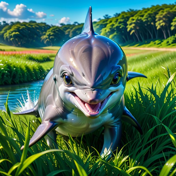 Pic of a angry of a dolphin in the meadow