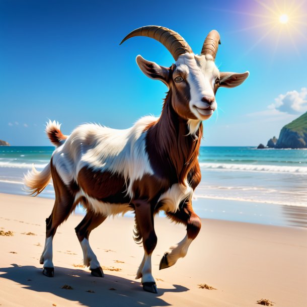 Photo of a dancing of a goat on the beach